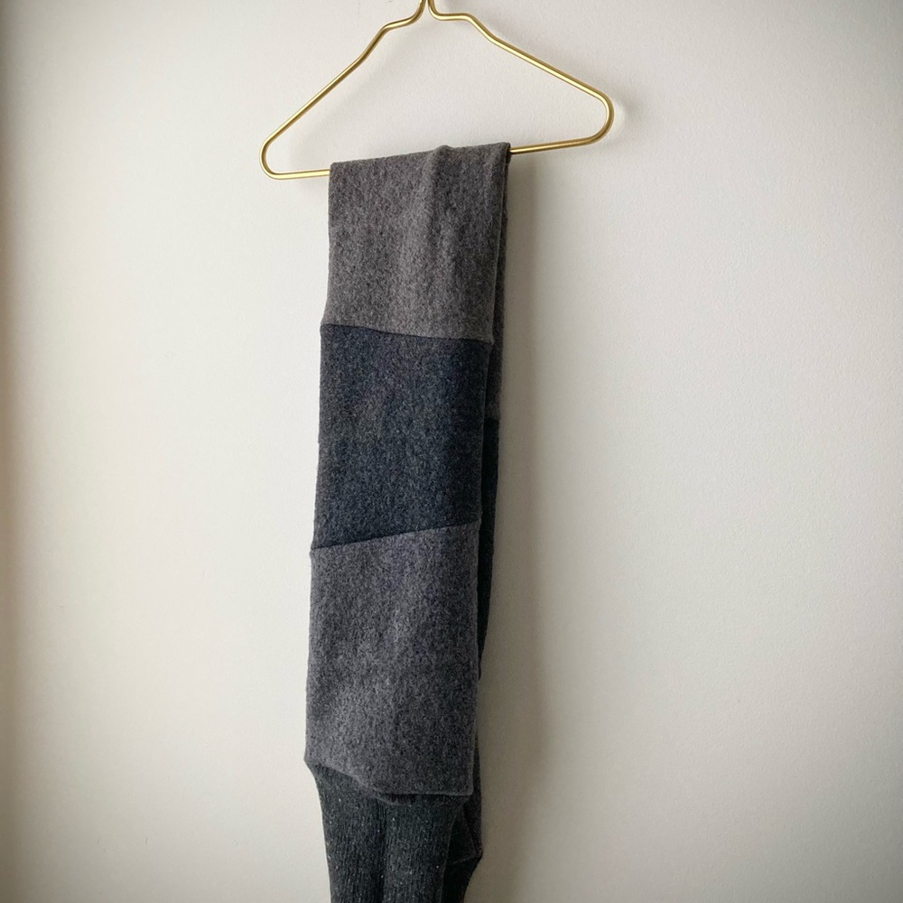 joodito 100% wool sweater wrap scarf japanese boro patchwork muffler winter gray - Picture 10 of 12